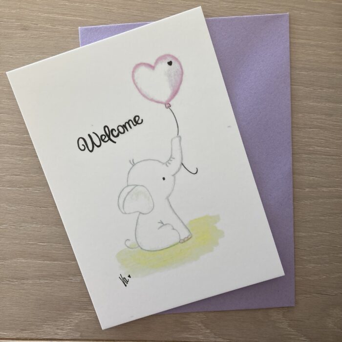 Karte *Welcome* rosa